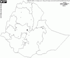 Mapa de la República Democrática Federal de Etiopía. Capital: Adís Abeba. País del cuerno de África sin salida al mar