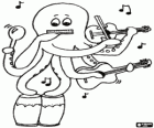 Un pulpo que toca muchos instrumentos. Un hombre orquesta, un pulpo orquesta