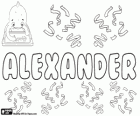 Alexander. Nombre de origen griego que significa Protector del Hombre. Alexander, nombre en inglés, alemán, danés, noruego, holandés, eslovaco, sueco y hungaro