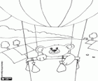 Un osito de peluche en un globo aerostático