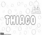 Thiago, variante del nombre de origen hebreo Ya'akov, Jacobo. Thiago, variante de Tiago