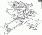 Goku, super sayajin 2. Goku lanzando el ataque Kamehameha