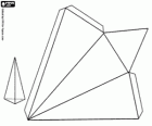 Pirámide triangular. Pirámide de tres caras y una base triangular, un poliedro
