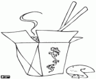 Comida china para llevar con palillos