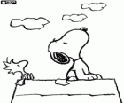 Snoopy y Woodstock mirando el cielo
