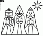 Los tres Reyes Magos de Oriente con los obsequios para el niño Jesús