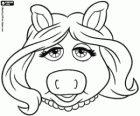 La cara de Miss Piggy de los Muppets. Máscara de Miss Piggy