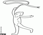 Gimnasta rítmica en el ejercicio de cinta