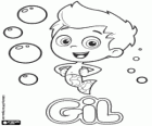 Gil, el niño de Bubble Guppies con su cola de camuflaje