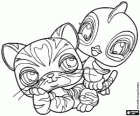 Dos animalitos de Littlest PetShop: un cachorro de tigre y un pajarito