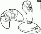 Mandos para videojuegos: gamepad y joystick, palanca de mando. Controlador de videojuego