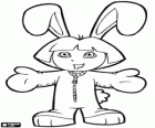 Dora con un disfraz de conejo