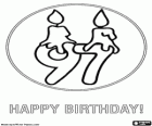 Una tarjeta de cumpleaños para celebrar los noventa y siete años ¡Muchas felicidades!