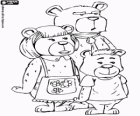 Los tres osos, el padre, la madre y el hijo. Ricitos de oro y los tres osos