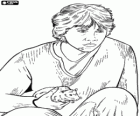 Ron Weasley con la rata Scabbers en su mano. Dos personajes de Harry Potter