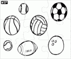 Puzzle con bolas y pelotas de varios deportes