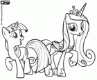 Twilight Sparkle, la poni unicornio, y la Princesa Cadance, poni unicornio alado