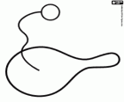 Un juego individual que consiste en golpear una pelota unida con una cuerda elástica a una pequeña raqueta pala