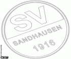Insígnia de SV Sandhausen 1916. Club de fútbol en Sandhausen, Baden-Wurtemberg
