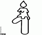 Número 1, uno con la vela encendida
