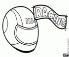La palabra Racing y un casco