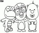 Pororo con dos de sus amigos, Crong y Loopy
