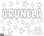 Brunela, variante de Brunella. Diminutivo de Bruna, femenino de Bruno