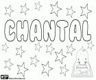 Chantal, nombre femenino de origen francés. Proviene del occitano Cantal, su significado es piedra. También asociado con la palabra francesa Chant que significa canción