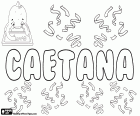 Caetana, nombre de origen latino. Nombre femenino que corresponde a Caetano. Derivado del nombre latino Caietanus 