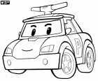El coche de policía Robocar Poli, el protagonista principal, siempre está alerta para cualquier aviso de emergencia
