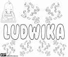Ludwika, nombre para niña en polaco. Ludwika, femenino de Ludwik, nombre origen germánico derivado de Hludwig