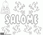 Salome, nombre de origen hebreo para niña. Salome, nombre bíblico derivado de la palabra hebrea shalom que significa paz. Salome es un nombre utilizado en varios idiomas. Este nombre se escribe con acento en algunas variantes, por ejemplo en español Salomé