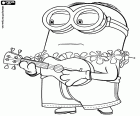 Un minion en Hawai tocando el ukelele, la típica pequeña guitarra hawaiana