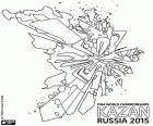 El logotipo del Campeonato Mundial FINA de Natación de 2015. Del 24 de julio al 9 de agosto en Kazán, Rusia