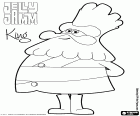 El Rey es un personaje que a pesar de su aspecto tiene un comportamiento infantil. El Rey de Jamboo, personaje de JellyJam