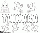Tainara, variante de Taynara, Tainarah y Thaynara. Tainara, nombre de origen indígena brasileño, derivado de Tainá, su significado es estrella