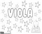 Viola, nombre femenino, variante de Violeta. Viola, nombre para niña en inglés, en italiano, húngaro y lenguas escandinavas