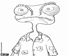 Rango el camaleón con su camisa de flores hawaiana, el protagonista principal de la película