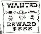 Un cartel de búsqueda y captura de bandidos del farwest