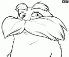 La cara del protagonista principal, el Lorax con sus inconfundibles cejas y bigote