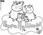 El logo de Peppa Pig World, un parque temático de atracciones dedicado a los personajes de Peppa Pig en Paultons Park, New Forest, Hampshire, Reino Unido