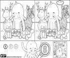El juego fácil de las ocho diferencias con nuestro amigo el pulpo Pypus y sus amigos, los animales
