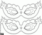 Dibujo con dos preciosos antifaces de Carnaval para decorar y personalizar como te gusten