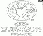 El logo del Campeonato Europeo de Fútbol de la UEFA de 2016 o UEFA EURO 2016. La competición también conocida como Eurocopa 2016 se disputará en Francia del 10 de junio al 10 de julio de 2016