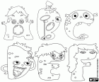 Las letras de los monstruos desde la A hasta la F. Letras monstruosas A, B, C, D, E, F