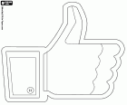 El famoso icono de la mano con el pulgar hacia arriba, el logo de Facebook Like, Me gusta