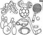 Material deportivo variado para la práctica de diferentes deportes
