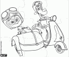 Puzzle con Peabody, Sherman y la motocicleta scooter con sidecar