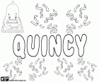 Quincy, nombre utilizado en inglés para niño y para niña, nombre que proviene del apellido Quincy, variante de Quincey