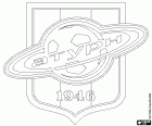 Emblema de FK Saturn Ramenskoye, club de fútbol con sede en Rámenskoye, ciudad del óblast de Moscú, situada a unos 40 km al sureste de la capital rusa